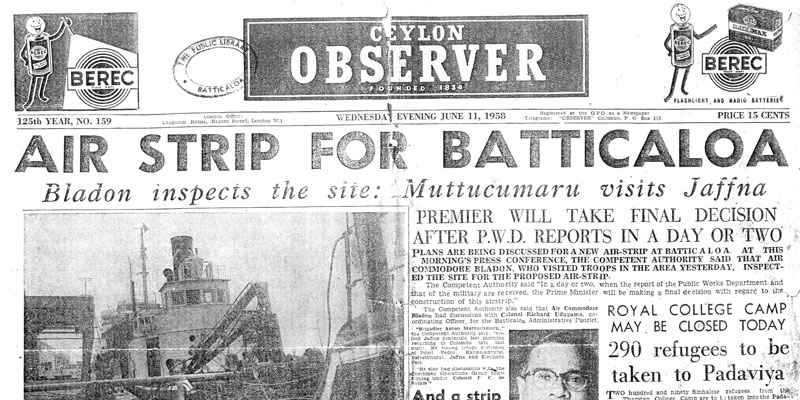 Ceylon Observer News Paper - Wednesday June 11, 1958